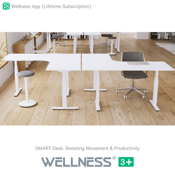 Yo-Yo DESK WELLNESS 3+ L-Shape SMART Standing Desk with Wellness APP