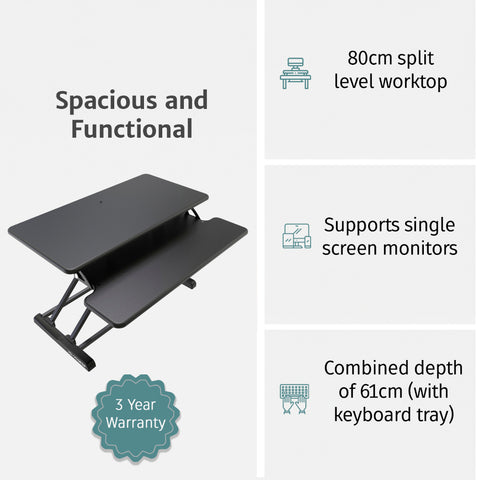 Yo-Yo DESK 80-SLIM Single Monitor Standing Desk Converter