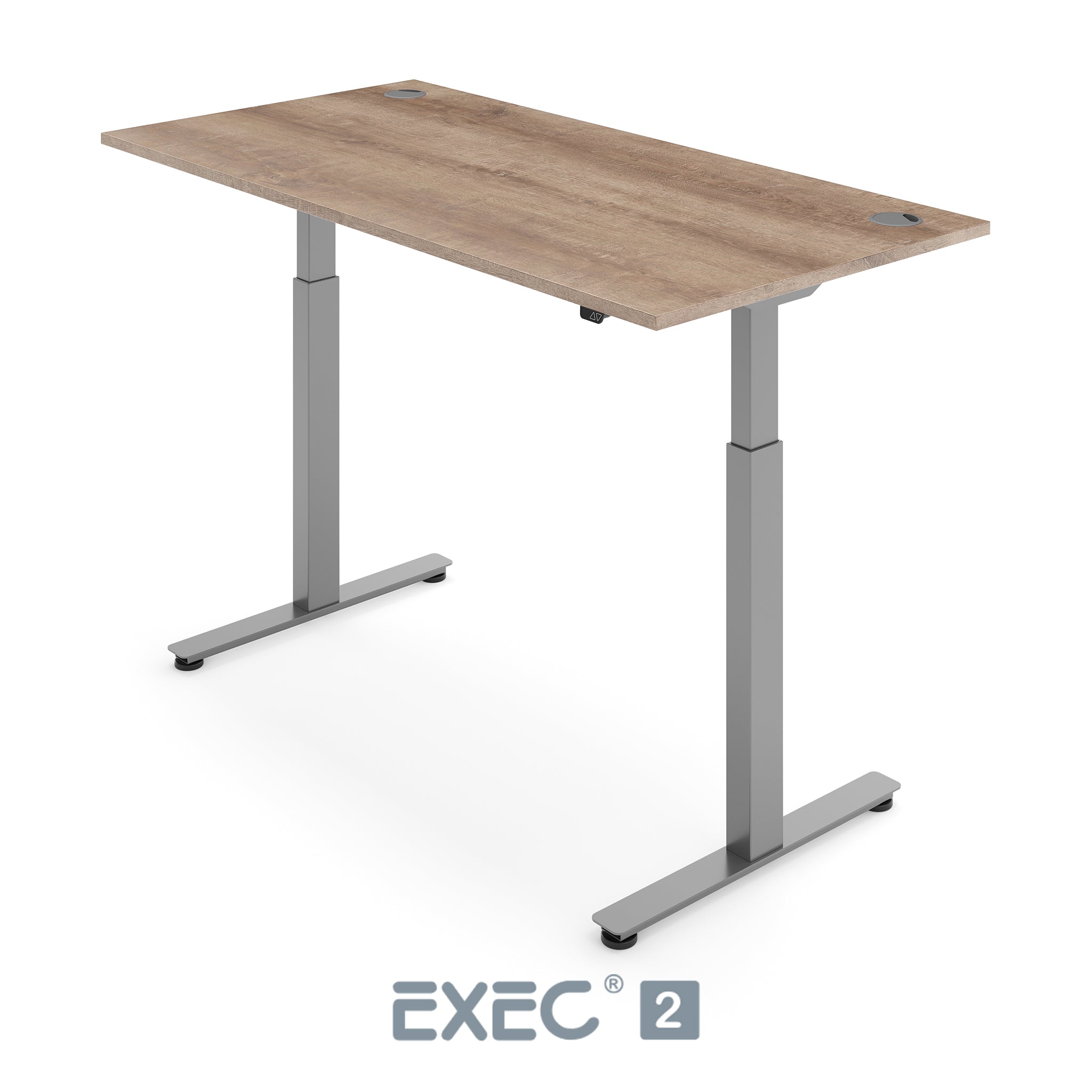 nebraska oak height adjustable desk with silver frame