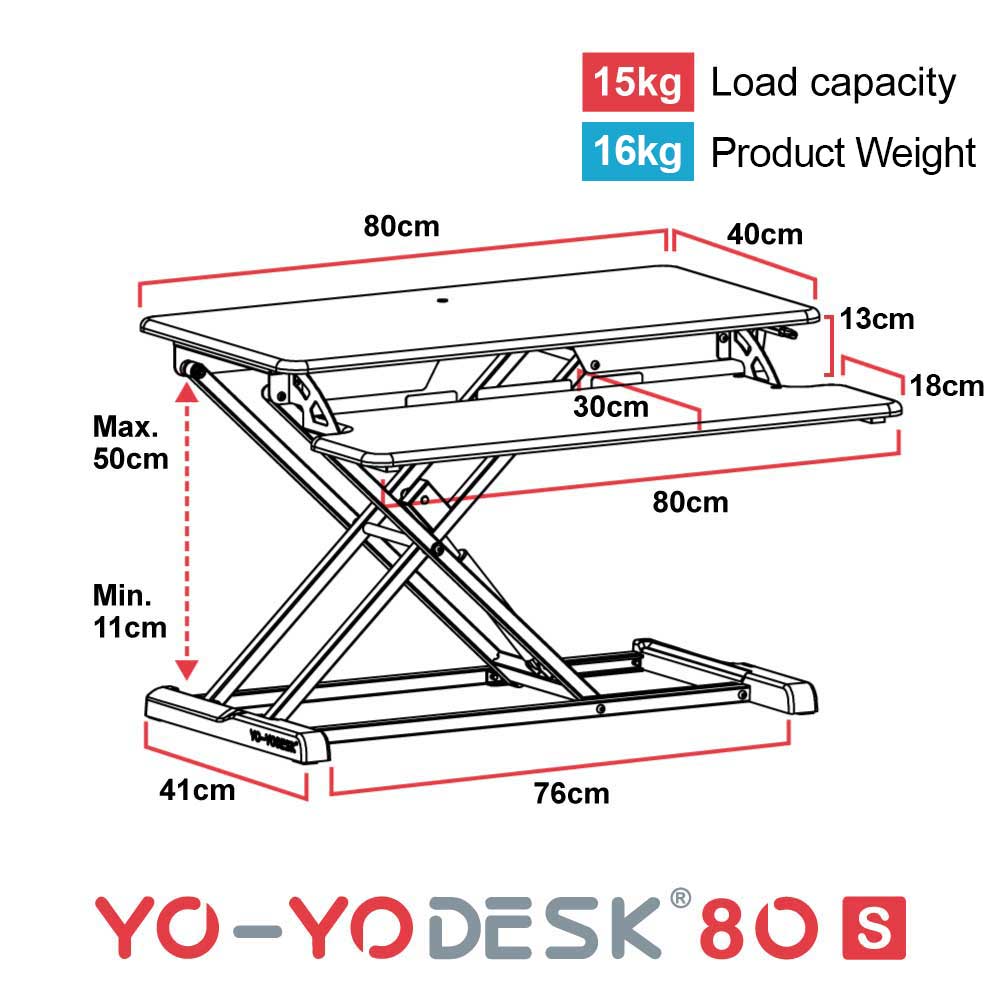 Yo-Yo DESK 80-S Side View Measurement
