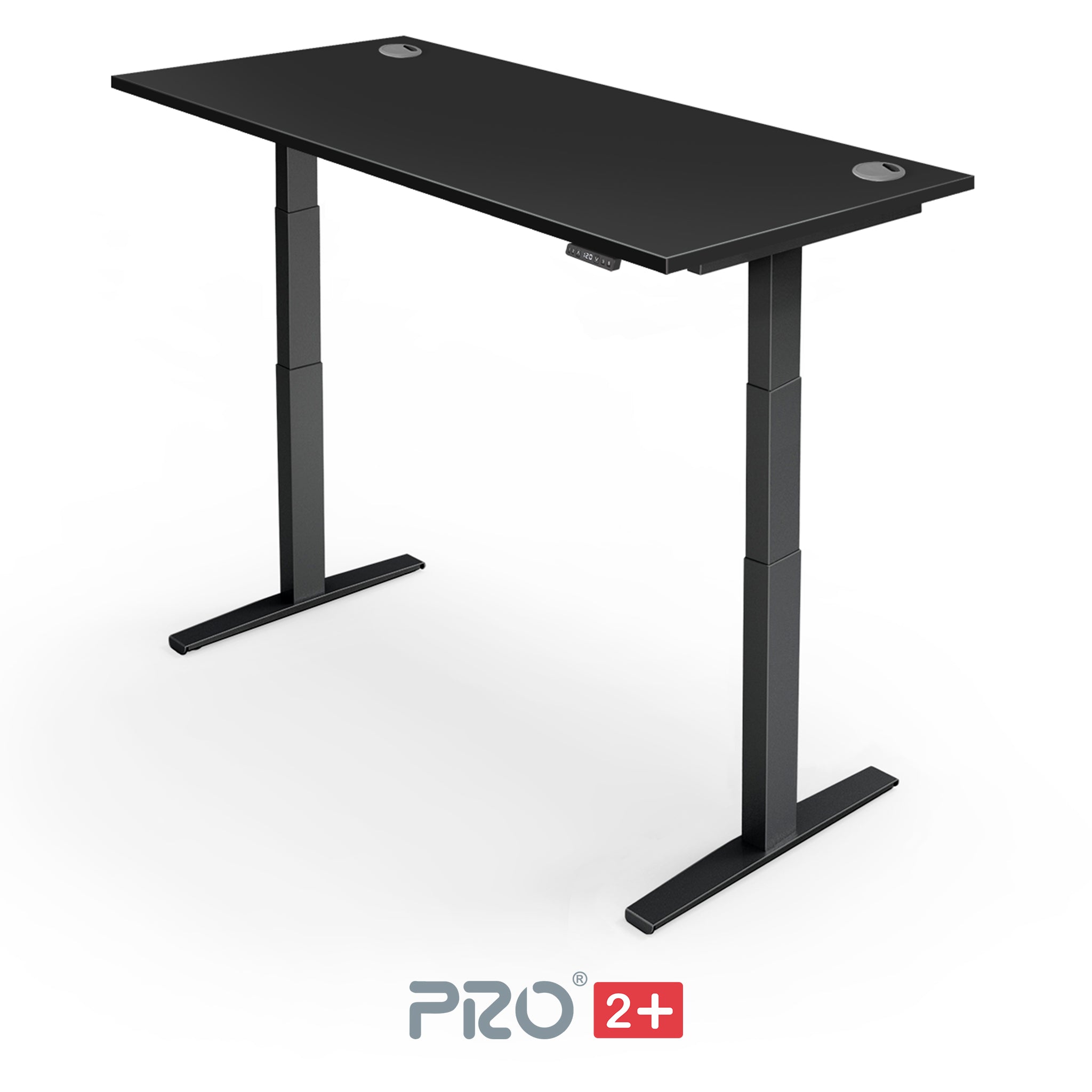 black height adjustable desk with black frame