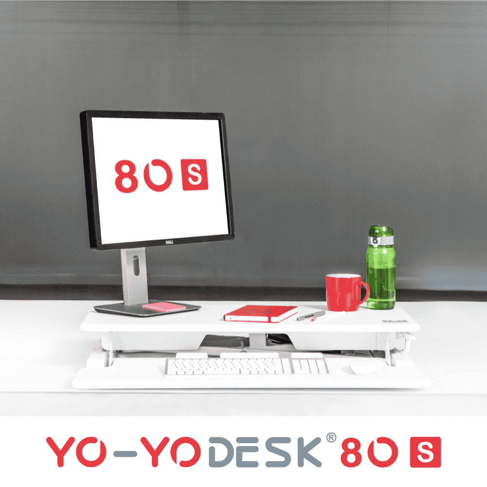 Yo-Yo DESK 80-S White Front View Folded
